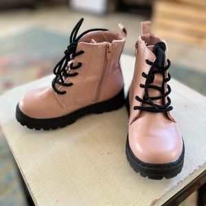 Maroon and Pink Toddler Girls Combat Boots 2 pairs Zara 18-24 mos size 8 toddler